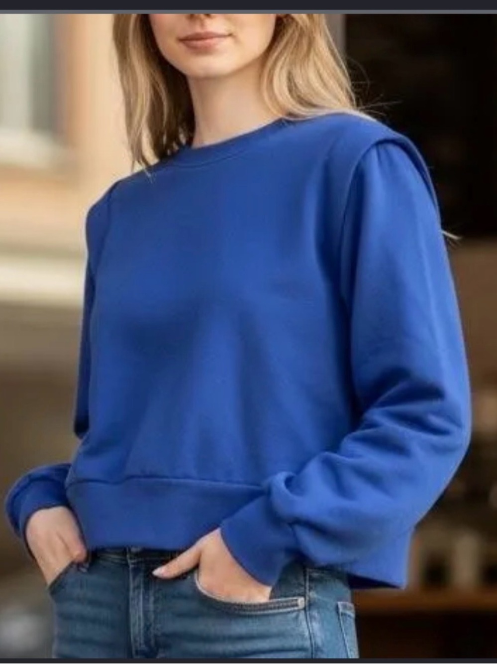 Calia *Black* Fleece Crewneck Long Sleeve Pleated Small